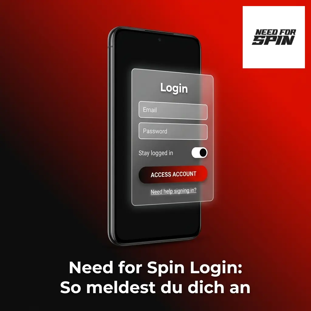 Need for Spin Login-Seite mit Anmeldeformular für E-Mail und Passwort zum Zugang zum Spielkonto